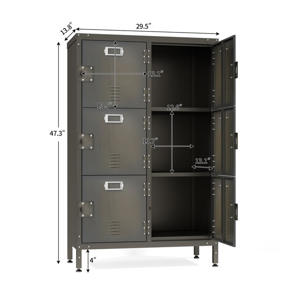 Aleyah 29.5 Inch Wide Metal Steel Retro Cabinets Storage Locker with 6  Doors and Adjustable Feet